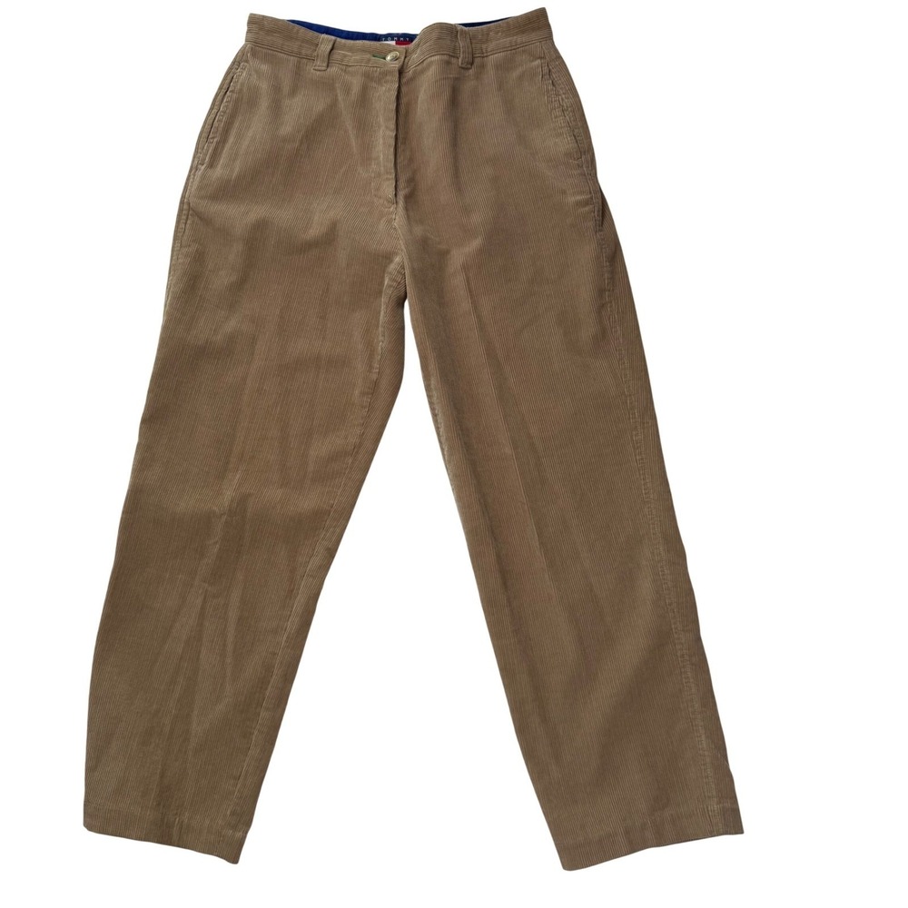 Tommy Hilfiger Corduroy Pants Womens 10 Tan Straight Leg High Rise Cotton 0088